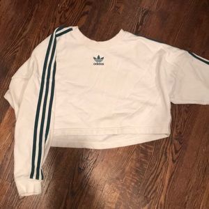 Cropped Cream + Green Adidas Sweatshirt